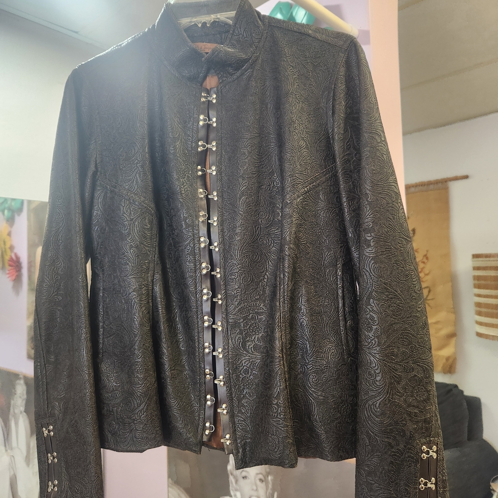 ​✨ Dick & Jane Los Angeles Paisley Embossed Hook & Eye Jacket S Y2k